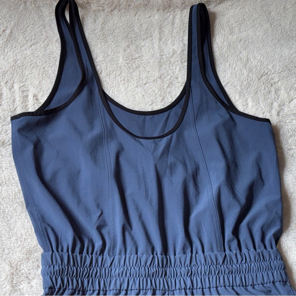Athleta Unbound Jumpsuit Cargo Blue Relaxed Sleeveless Stretchy Loose 0 2 XS - Picture 8 of 15